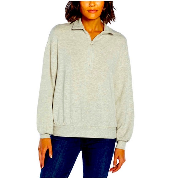 Three Dots Ladies' Quarter Zip Pullover, Light Gray - Picture 1 of 4